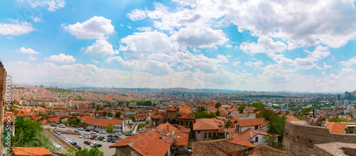 Panoramic view of Ankara with cloudy sky. Capital city of Turkey photo
