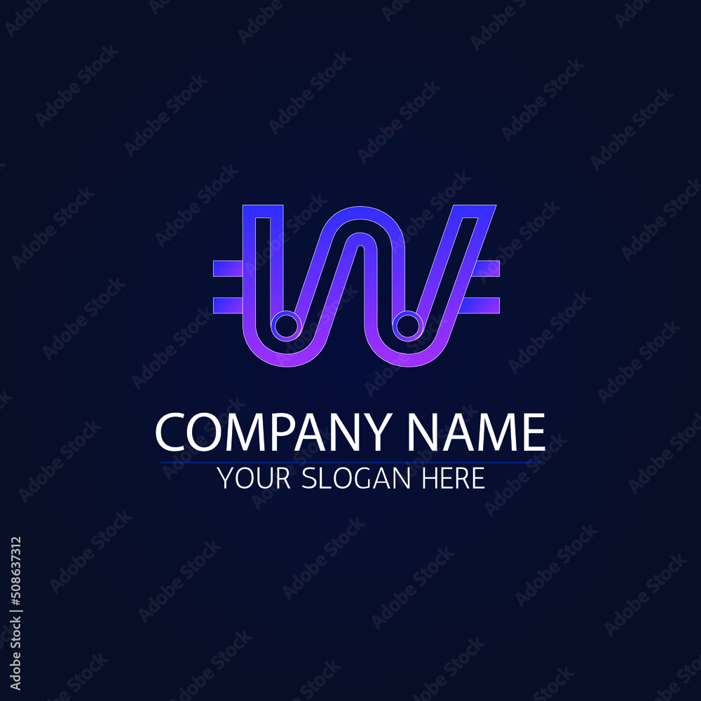 Premium luxury Symbol of crypto. Letter W in form of chip lines. vector Template for logo Premium luxury Symbol of crypto. Letter W in form of chip lines. vector Template for logo