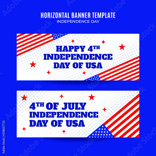 Happy 4th of July - Independence Day USA Web Banner for Social Media Horizontal Poster, banner, space area and background