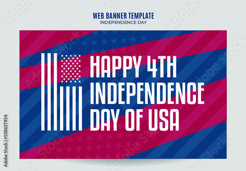 Happy 4th of July - Independence Day USA Web Banner for Social Media Poster, banner, space area and background