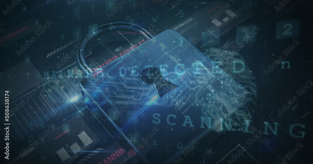 Image of data processing, online security padlock and circuit board Image of data processing, online security padlock and circuit board
