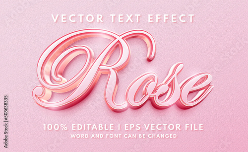 Rose pink 3d editable text effect style