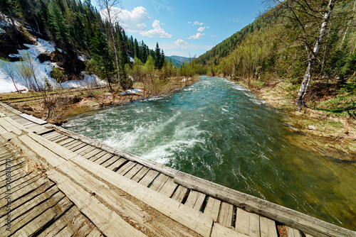 Stormy river flow.