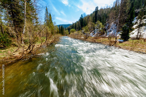 Stormy river flow.