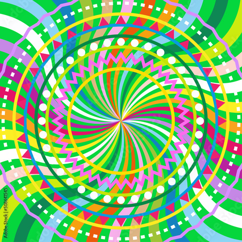 mandala. Ornament. Pattern. Card. A party. World. Multicolored. bright. Hippie