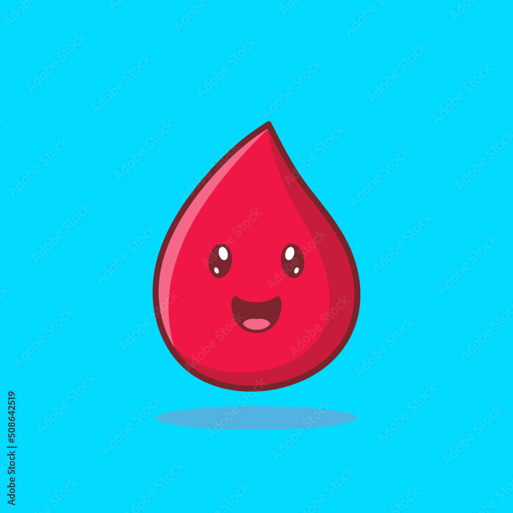 Cute Happy Healthy Smiling Blood Drop Character. Icon or Mascot for World Blood Donor Day. Flat Style Cartoon Vector Illustration Cute Happy Healthy Smiling Blood Drop Character. Icon or Mascot for World Blood Donor Day. Flat Style Cartoon Vector Illustration
