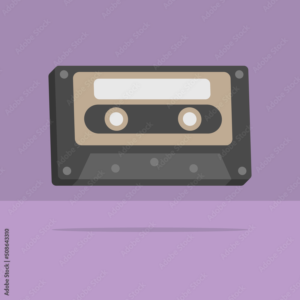 3d retro music cassette in minimal cartoon style