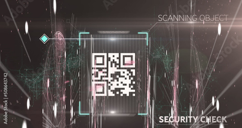 QR code scanner against screens of network of connections