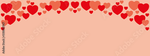 Paper hearts banner. Valentine's day or mothers' day or marriage concept. Vector illustration on salmon color background.. photo