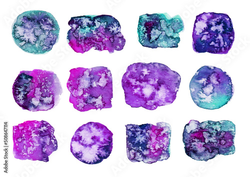 amethyst color abstract watercolor stain collection