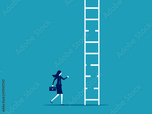 risks or obstacles. Businessman looking at the collapsed staircase. business concept vector