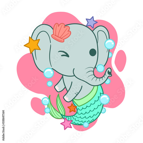 Cute Mermaid elephant