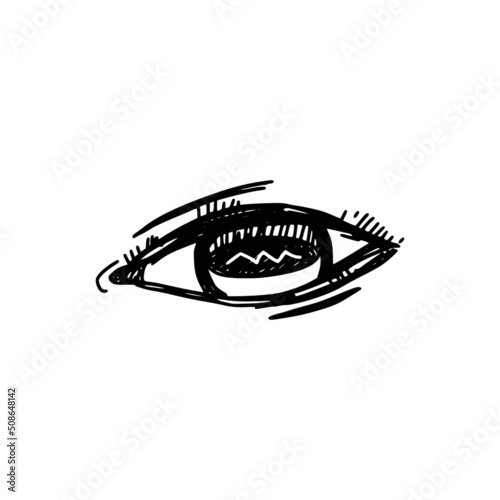 Digitally drawn eye icon. Eyes looking. Graphic line art.