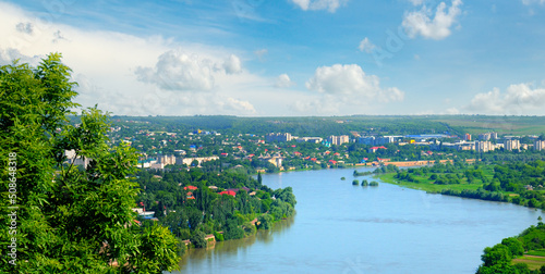The Dniester River near the town of Soroca Moldova. Wide photo. photo
