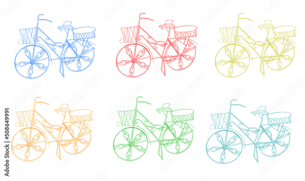 Fototapeta premium set of Bicycle watercolor isolated on white background. Hand drawn painted for design