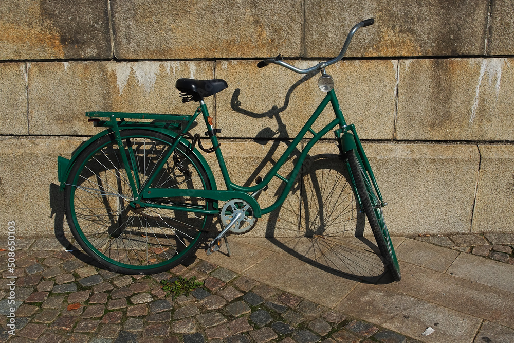 Old bicycle parking on the street Stockholm Sweden Old bicycle parking on the street Stockholm Sweden