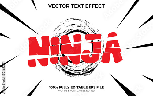 Fotografie, Obraz Editable Vector Sliced Ninja Text Effect 100% EPS