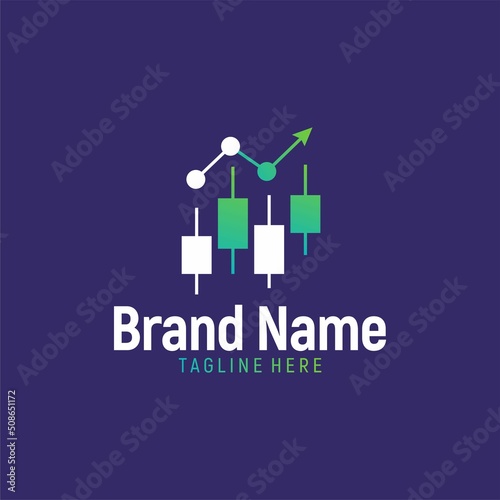 Trading Company logo with financial candlestick | company stock market chart sign