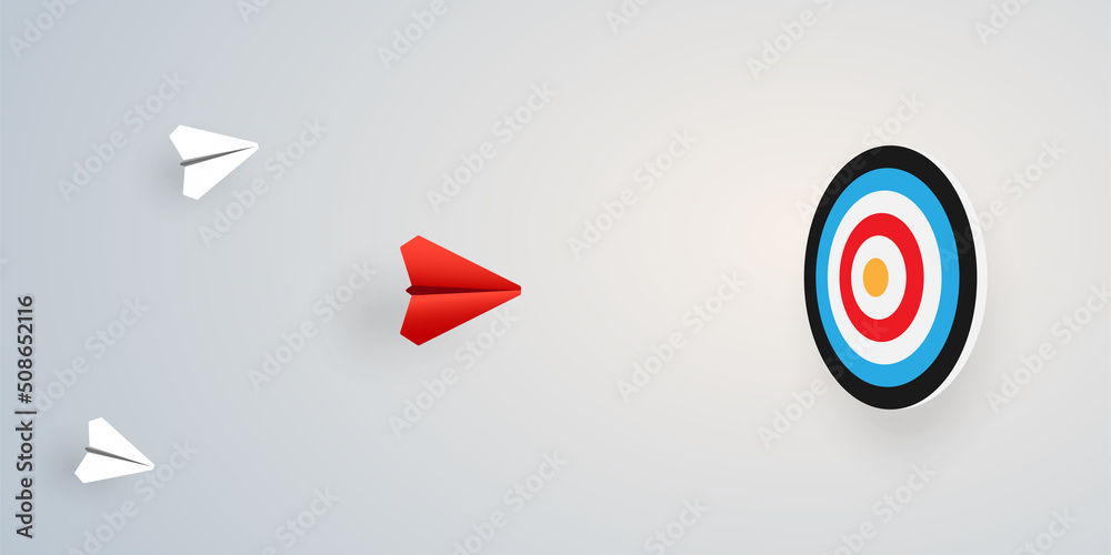 Paper planes fly to target illustration Paper planes fly to target illustration