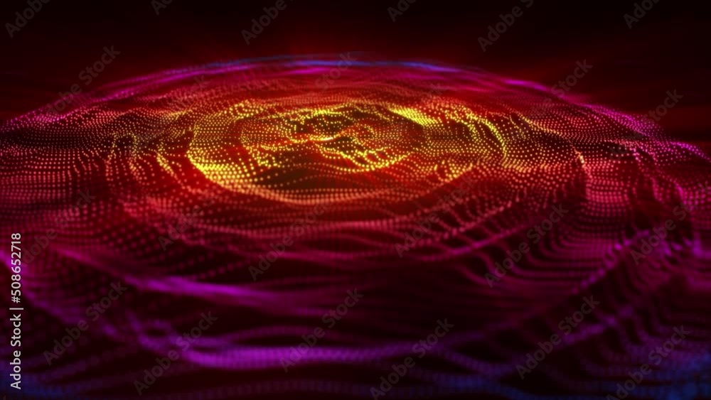 Abstract scientific fantasy background light energy waves forms circling and fluctuation shiny particles projections rays loop