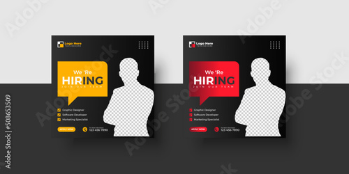 We are hiring job vacancy social media post or square web banner template design

