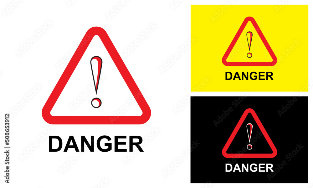 Danger Icon Design Template. Modern Danger Icon, Sign, Symbol. Danger Icon Design Template. Modern Danger Icon, Sign, Symbol.