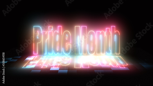 Happy pride month, neon glow lettering