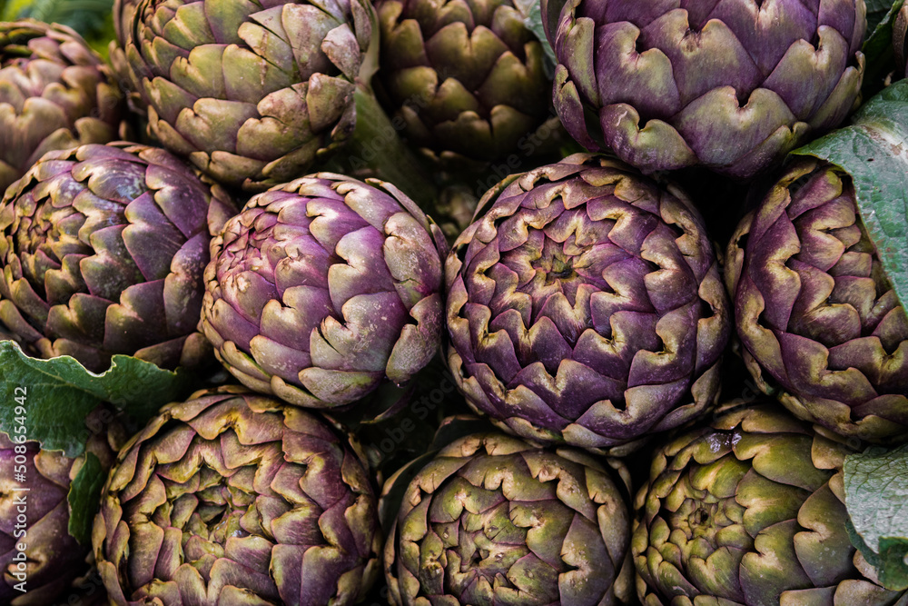 Fototapeta premium close up view of artichokes pattern