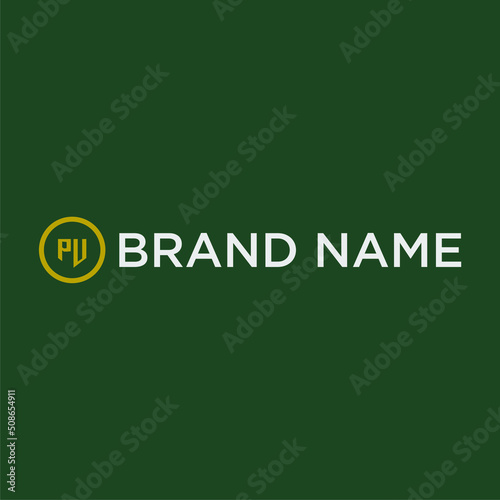 PU initial monogram logo with circle style design