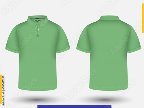  Polo Shirt Design Template and Mockup. Polo Shirt Technical Fashion Illustration.  Polo Shirt design for tech pack Front and Back