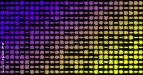 Image of changing violet and yellow rectangles on black background