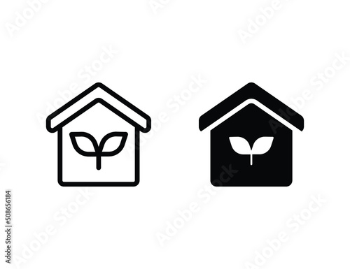 green house icon. outline icon and solid icon