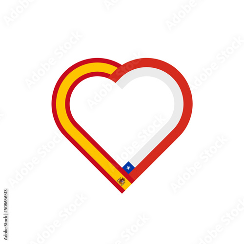 unity concept. heart ribbon icon of spain and chile flags. vector illustration isolated on white background