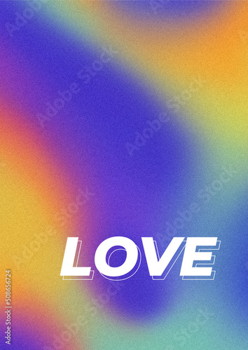 LGBTQ+ poster on gradient texture background. Textured background in lgbt colours. 