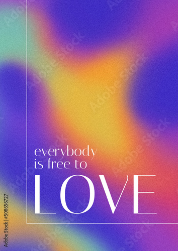 LGBTQ+ poster on gradient texture background. Textured background in lgbt colours. 