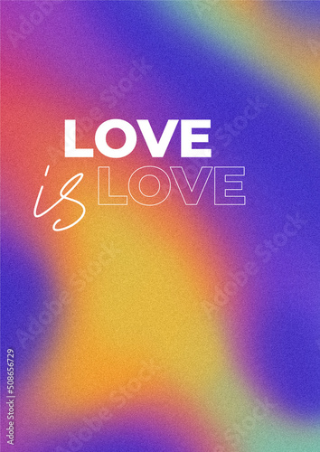 LGBTQ+ poster on gradient texture background. Textured background in lgbt colours. 