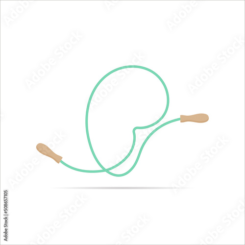 P letter logo made of jumping rope. Vector isolated font app logo, sports and healty design and more