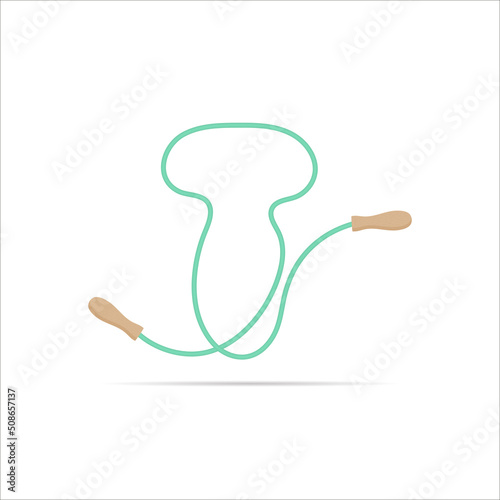 T letter logo made of jumping rope. Vector isolated font app logo, sports and healty design and more
