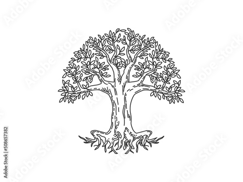 tree logo hand drawing in line art style. printable vector