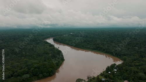 Wallpaper Mural Aerial Panorama Of Tropical Forest River In The Amazon Of Ecuador. Drone Shot Torontodigital.ca