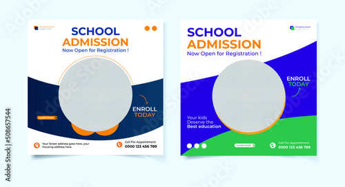 New school Admission social media post template bundle