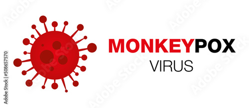 Red virus icon sign monkeypox. Pox virus concept. Vector illustration. Monkeypox virus medical banner. Monkeypox virus on white background. Monkeypox vector background.
