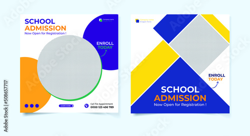 New school Admission social media post template bundle