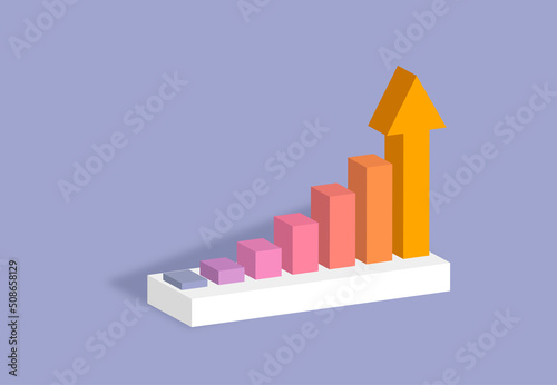 Graph stock stair step to success. 3D Minimal design concept. Vector illustration