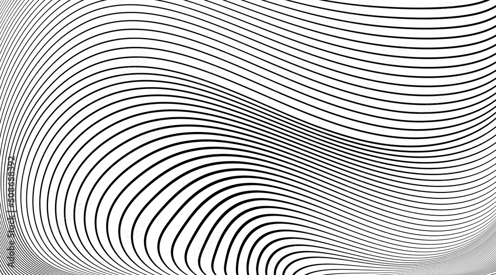 Vector Illustration of the pattern of color lines on white background. Wavy vector background.