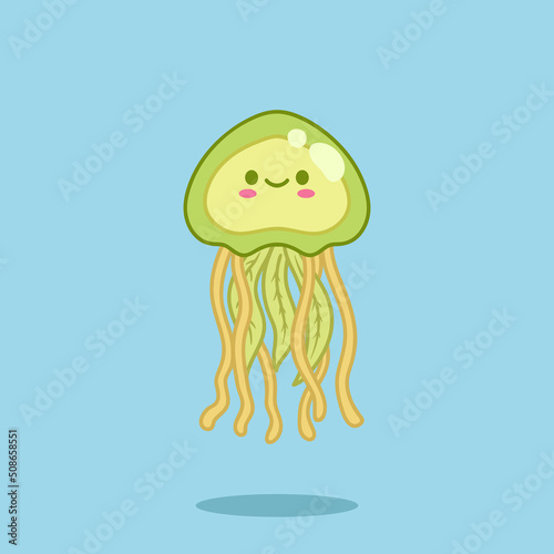 Cartoon cute jellyfish, ocean jellyfish cute illustration