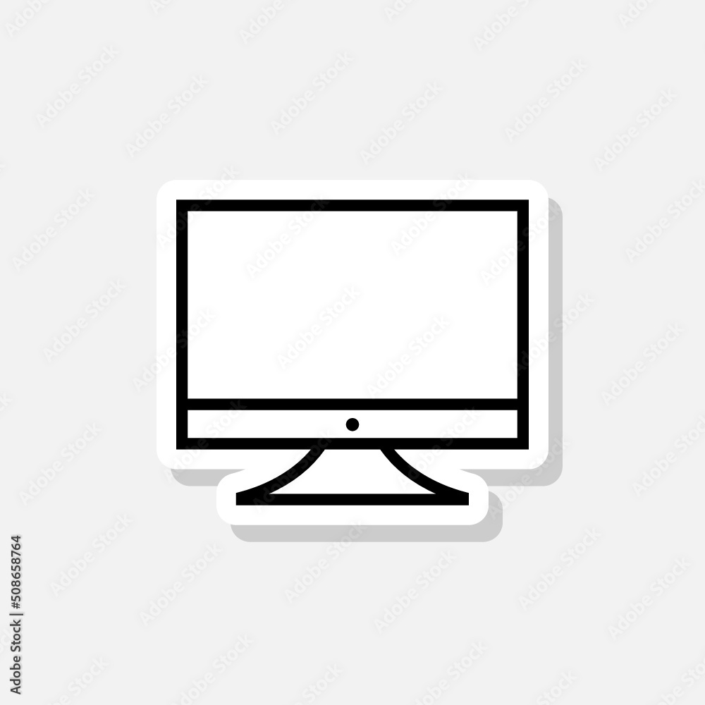 Computer monitor line icon sticker sign for mobile concept and web design Computer monitor line icon sticker sign for mobile concept and web design