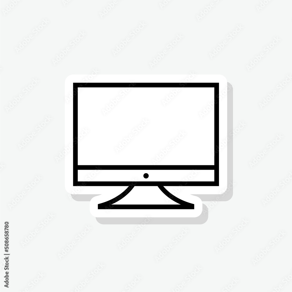 Computer monitor line icon sticker sign for mobile concept and web design Computer monitor line icon sticker sign for mobile concept and web design