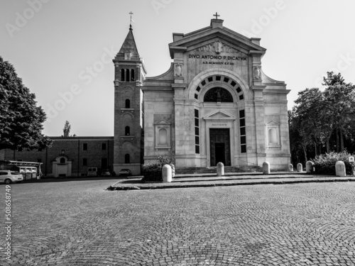 Italy, 2 June 2022. The church of Sant'Antonio di Padova in the center of Predappio in the province of Forli Cesena in Emilia Romagna
