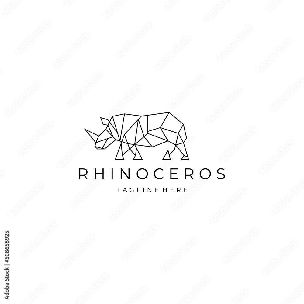 Fototapeta premium Rhinoceros geometric polygonal logo vector icon design template